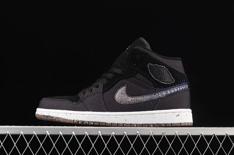 All categories Air Jordan Jordan series basketball shoes Air Jordan 1 Mid Air Jordan 1 Mid Crater AJ1 Joe 1 black multi-color racing blue Zhongbang basketball shoes DM3529-001